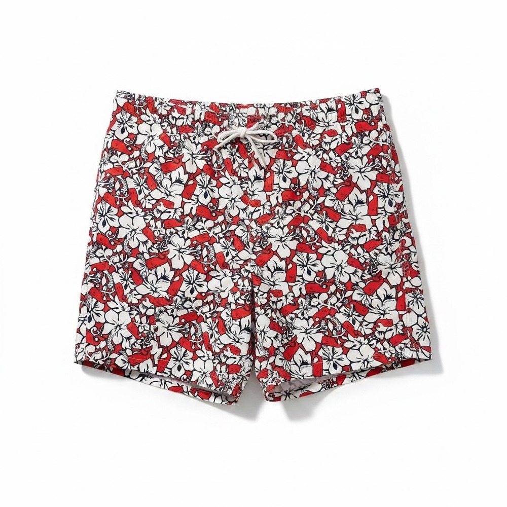 Vineyard Vines for Target Mens Red Floral Whale Print Swim Trunks Size M